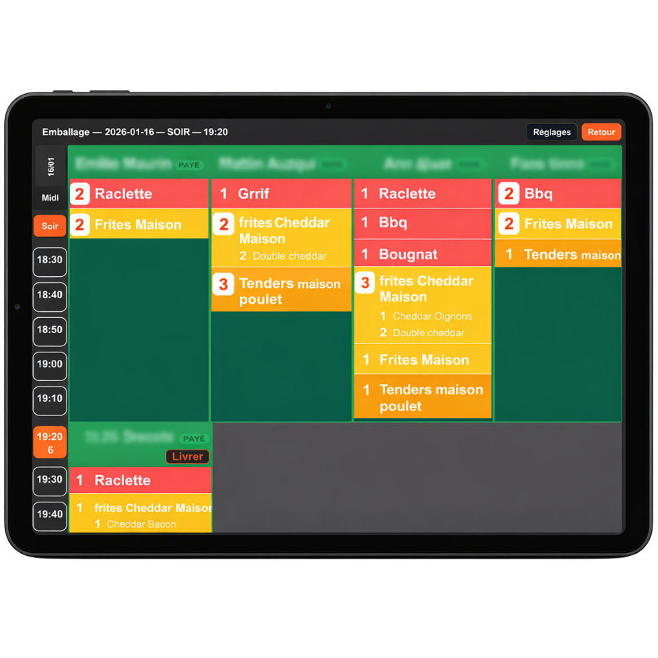 Écran emballage Nomad — contrôle des éléments et des options en food truck